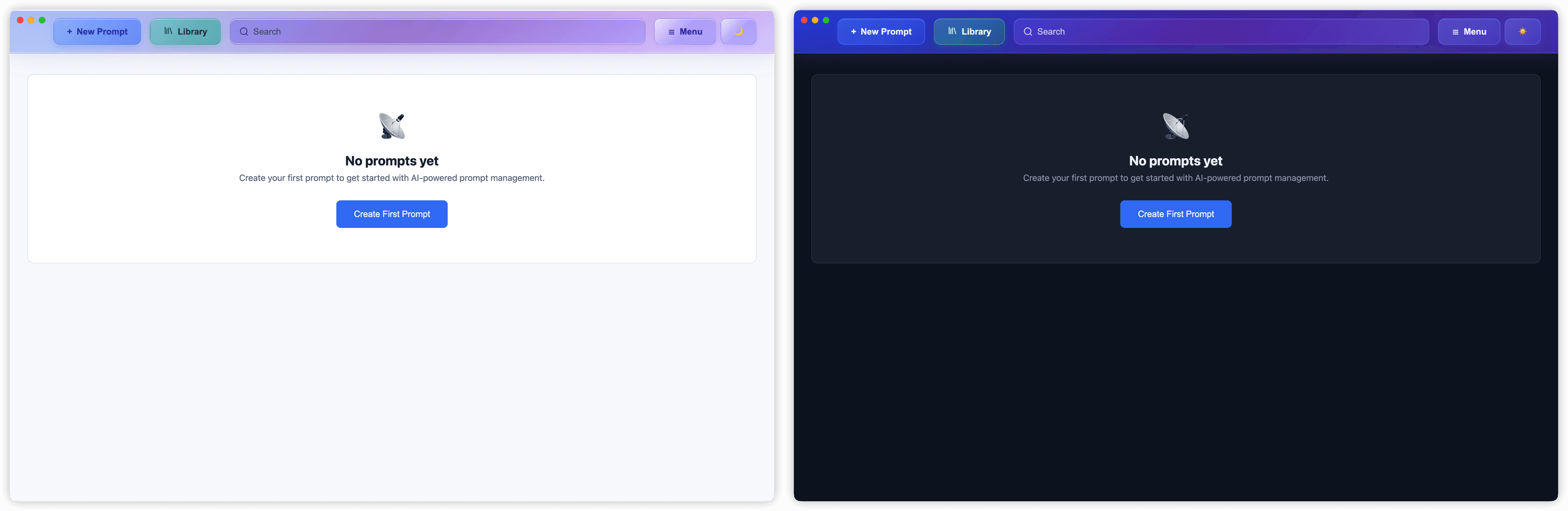 Light and dark theme comparison